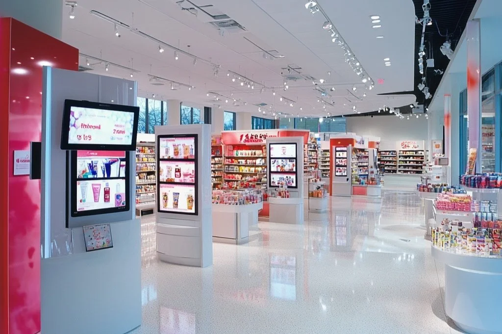 Vibrant point-of-purchase (POP) displays in retail stores